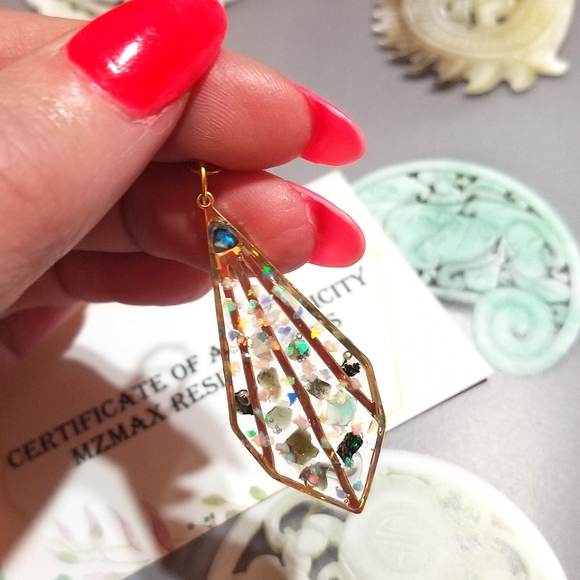 GENUINE OPALS MzMax Resin Designs Long Earrings - Picture 8 of 8